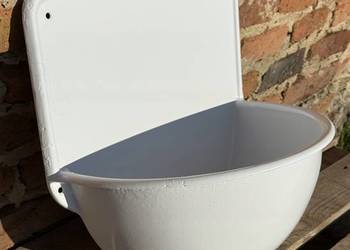 PIĘKNY, STARY ZLEW ŻELIWNY, UMYWALKA -VINTAGE- WISZĄCY KWIETNIK - sygnowany