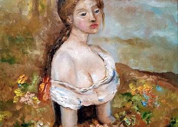 Obraz olejny "Dziewczyna z kwiatami"