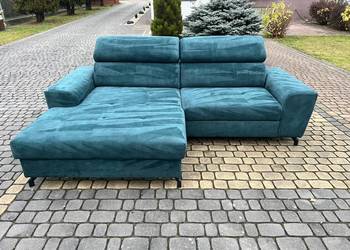 Elegancki Narożnik Agata Meble 265 x 180 cm Zadbany * F.spania * Zagłówki