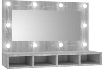 vidaXL Szafka z lustrem i LED, szary dąb sonoma, 90x31,5x62 cm(SKU:820458)
