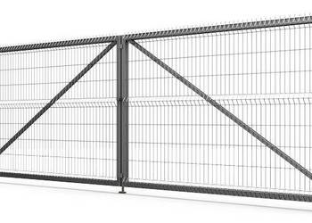 Brama wjazdowa dwuskrzydłowa rozwierna, wypełniona panel 3D