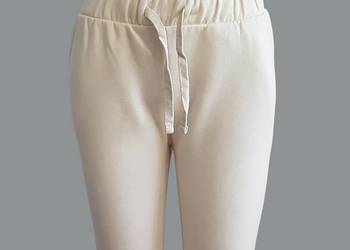 Damskie proste bawełniane dresowe spodnie z wysokim stanem ecru Crane 36/38
