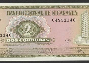 NIKARAGUA 2 CORDOBAS 1972 - STAN BANKOWY UNC