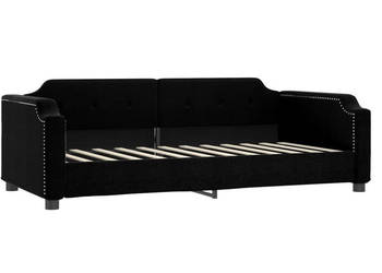 Sofa z funkcją spania czarna obita tkaniną 90x200 cm WM-354207