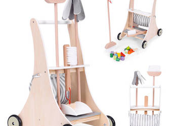 Drewniany zestaw do sprzątania wózek ECOTOYS