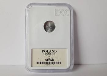 1 grosz 1949 rok MS68 holder GCN ECC, PRL