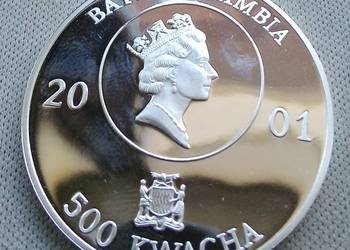 ZAMBIA-500 KWACHA-2001 r SREBRO (0,999) ŚLICZNA MUNDIAL