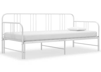 Sofa z wysuwaną ramą łóżka biała metalowa 90x200 cm WM-324753