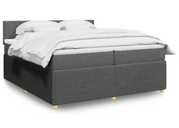 Łóżko kontynentalne z materacem ciemnoszara tkanina 200x200 cm WM-3287557