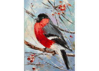 Kowalik - Gil - 20x30cm Obraz Olejny Ptaki Ptak