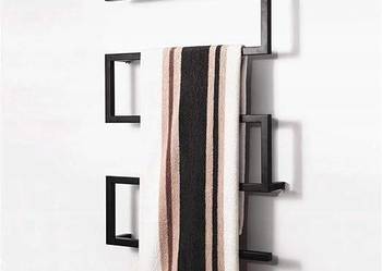 Czarny wieszak loft na ręczniki do łazienki mal PROSZKOWO