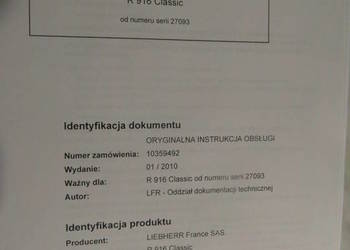 dtr instrukcja obsługi koparka liebherr  r916 i inne