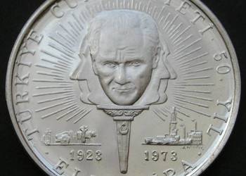 Turcja 50 lira 1973 - Ataturk - SREBRO