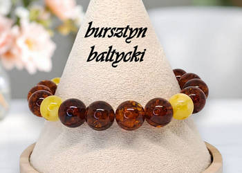 Bransoletka z bursztynu, BURSZTYN kulka koniak, mleko #817