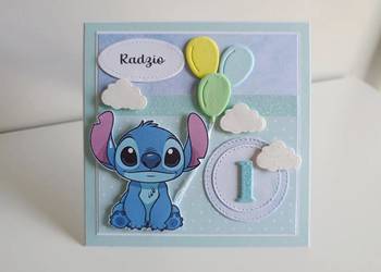 Personalizowana Kartka urodzinowa ręcznie robiona Stitch