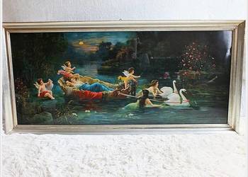 Stary Duży obraz I. Helen, Oleodruk z lat 20' 126x60cm