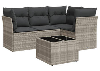 5-cz. zestaw mebli do ogrodu poduszki jasnoszary rattan PE WM-3249431