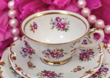 REICHENBACH śliczna filiżanka do herbaty ze spodkiem i talerzem des