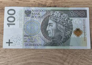Banknot 100 zł niski numer