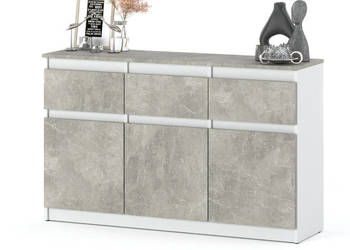 Komoda Oleksa Plus 120cm 3 Szuflady Nowoczesna Szafka Rtv Biała Mat Beton