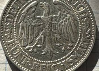 5 Reichsmark 1927 z okresu Republiki Weimarskiej.