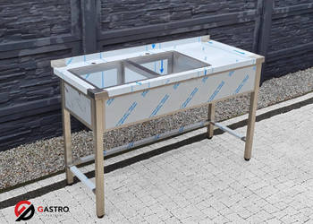 Zlew gastronomiczny 2 komorowy bez półki komora spawana 150x60x85 cm