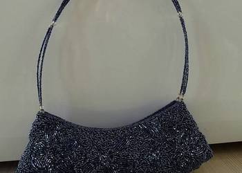 Torebka Wieczorowa z Koralików w stylu Art Deco Kobaltowa