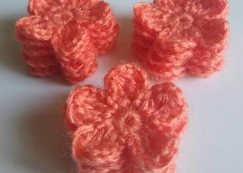 Aplikacje kwiaty, kwiatki szydełkowe Handmade zestaw 15 sztuk Pomarańczowy