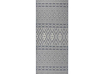Dywan zewnętrzny o płaskim splocie 80x250 cm niebieskie pasy WM-340835
