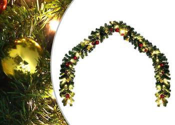 vidaXL Świąteczna girlanda ozdobiona bombkami i lampkami LED（SKU:246406）