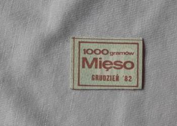 Kartka zaopatrzeniowa na mięso, kupon na 1000g. Grudzień 82. Otyginał.