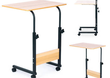 Stolik pod laptopa z kółkami biurko dostawiane do fotela kanapy brązowy Mo…