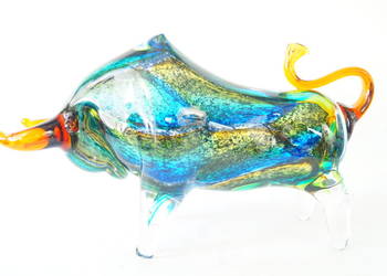 Figura szklana Murano style Byk byczek Wall Street DUŻY