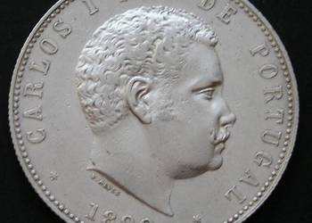 PORTUGALIA 1000 REIS 1899 - KRÓL CARLOS I - SREBRO