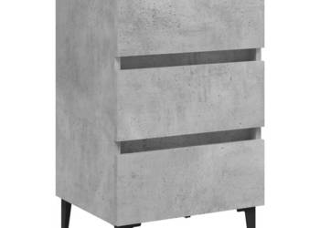 Szafka nocna z metalowymi nóżkami szarość betonu 40x35x69cm WM-805913