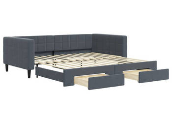 Sofa rozsuwana z szufladami ciemnoszara aksamit 100x200 cm WM-3196747