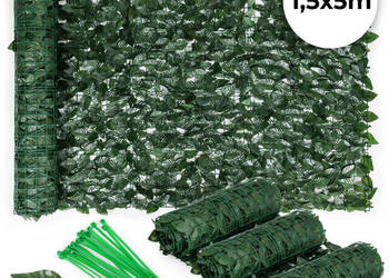 Sztuczny bluszcz żywopłot 3 szt. 500x150 cm zielona osłona na balkon masku…