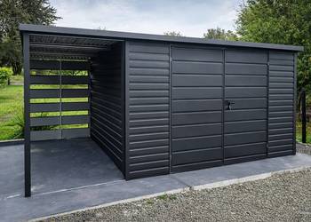 Domek Ogrodowy Narzędziowy 6x4 z wiatą Ciemny Grafit MAT Producent