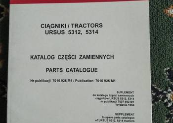 Katalog części ciągnika Ursus 5312,5314 suplement wydanie oryginalne Katalog części ciągnika Ursus 5312,5314 suplement wydanie oryginalne