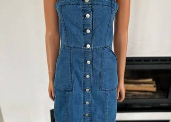 H&M sukienka jeansowa M 38 denim na guziki dopasowana casual