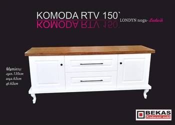 Śliczna Biała Komoda RTV 150` LONDYN Blat Dębowy na Ludwiku BEKAS Producent