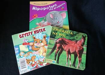 Zestaw 3 książeczek o zwierzętach Hipopotam, Kotek, Zwierzęta na wsi.