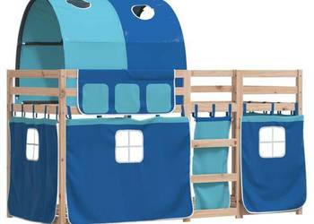 vidaXL Łóżko piętrowe z zasłonkami, niebieskie, 75x190 cm(SKU:3284001)