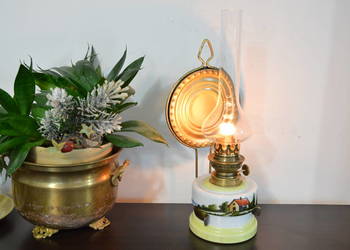 piękna porcelanowa LAMPA NAFTOWA b. stara