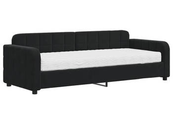 Sofa z materacem do spania czarna aksamit 80x200 cm WM-3196902