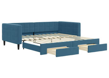 Sofa rozsuwana z szufladami niebieska aksamit 100x200 cm WM-3196745