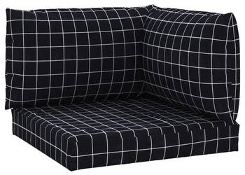 Poduszki na palety 3 szt. czarne w kratę tkanina Oxford WM-361786