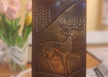 Płaskorzeźba vintage tłoczona na miedzi