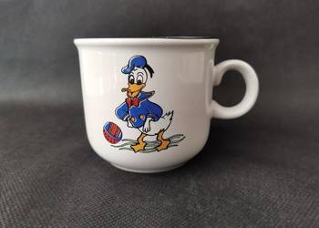 Stara bajkowa filiżanka, kubek porcelit Pruszków Kaczor Donald i Daisy, PRL