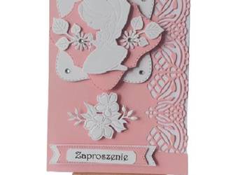 ZAPROSZENIA KOMUNIA DZIEWCZYNKA KL. W RAMKACH B6 RÓŻ – BIEL KORONKA